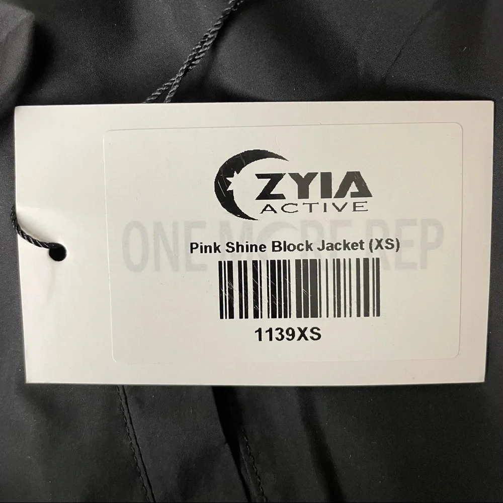 ZYIA ACTIVE NWT PINK SHINE BLOCK ZIP DOWN JACKET EXTRA SMALL BLACK - Picture 8 of 13